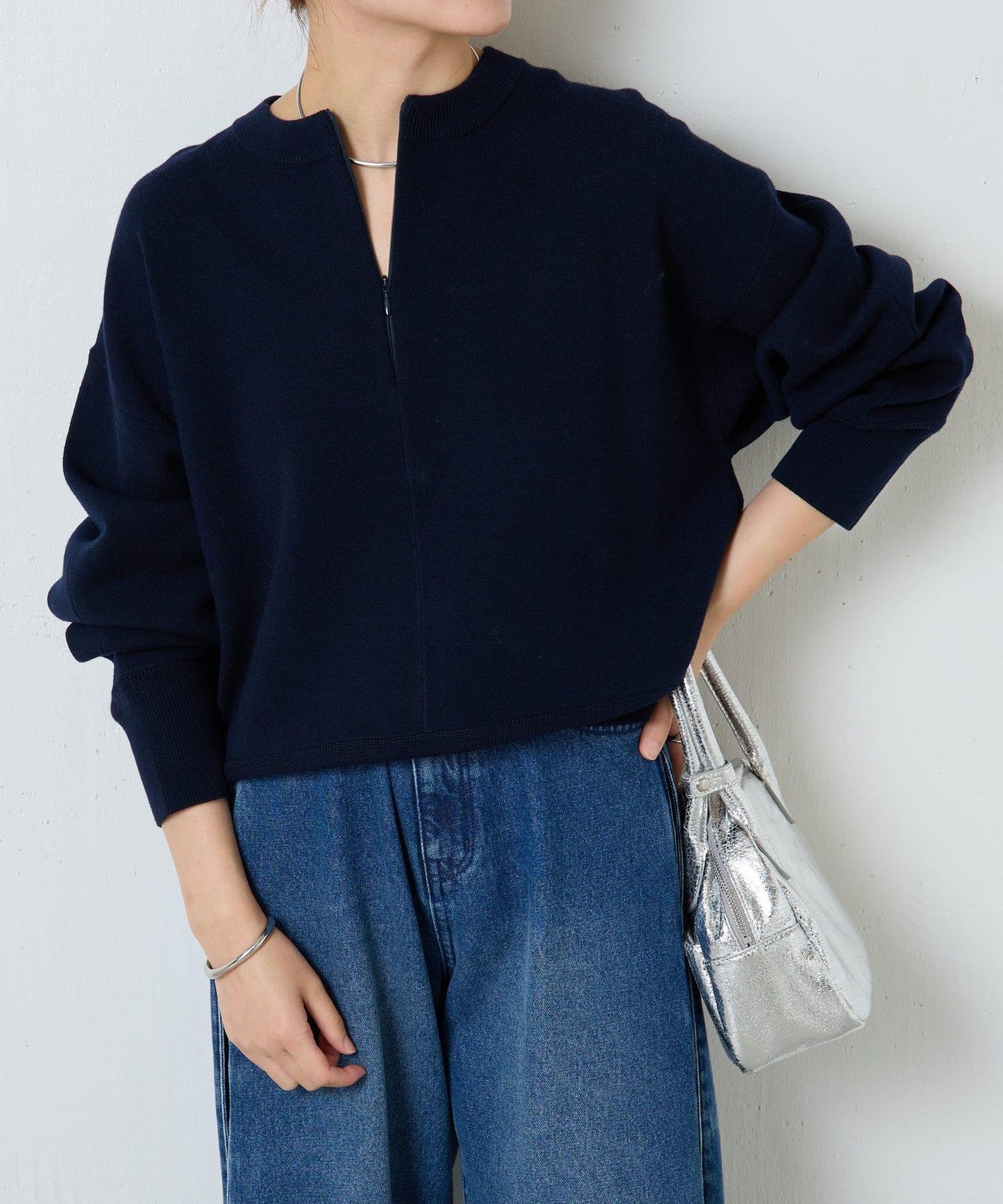 【可手洗】拉鍊衛衣風針織衫