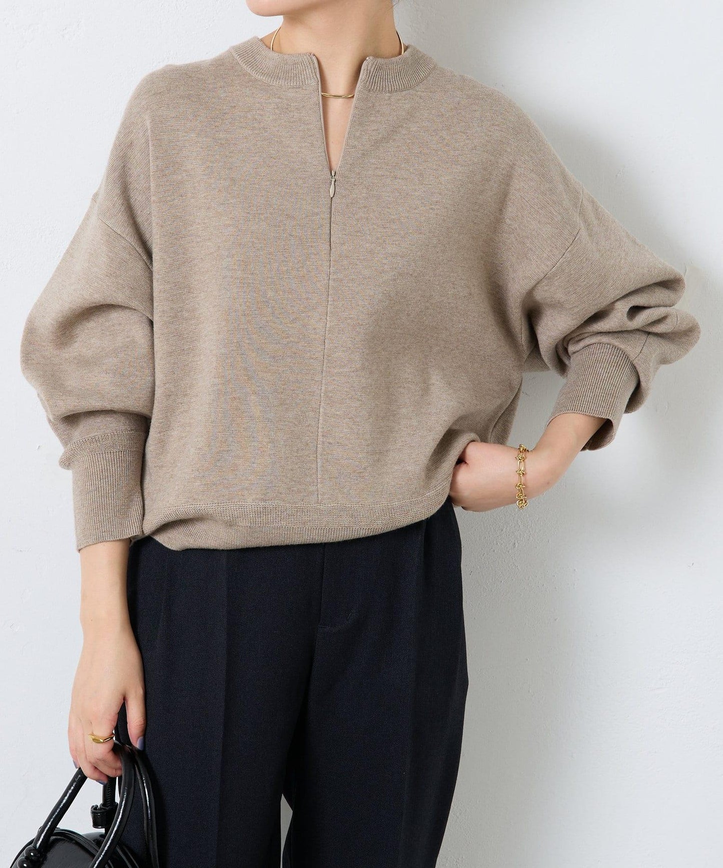 【可手洗】拉鍊衛衣風針織衫