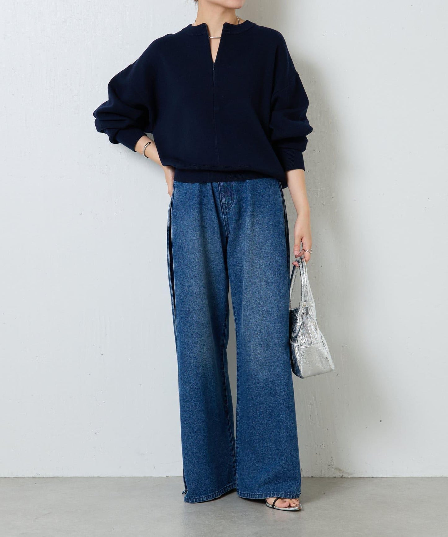 【可手洗】拉鍊衛衣風針織衫