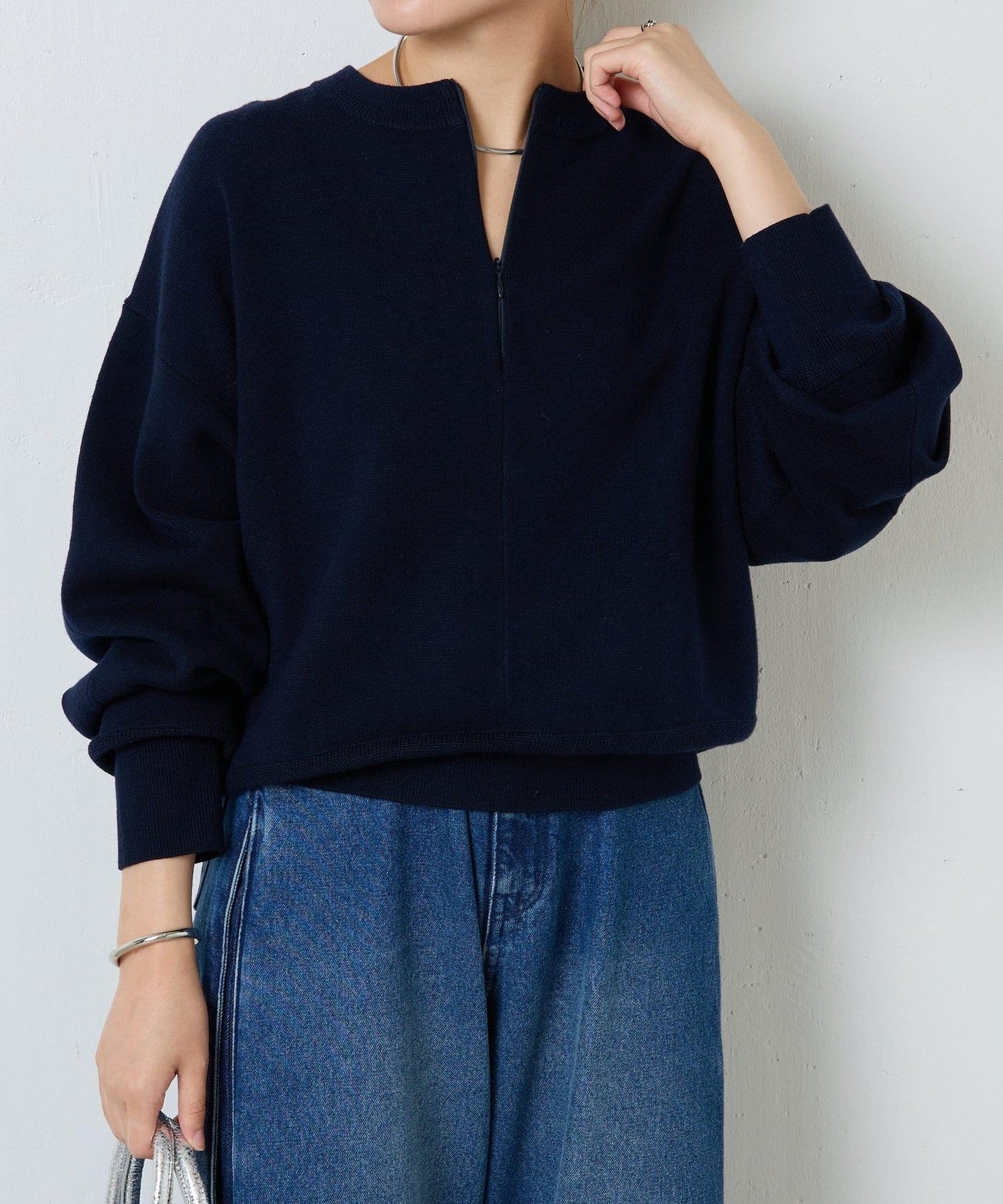 【可手洗】拉鍊衛衣風針織衫