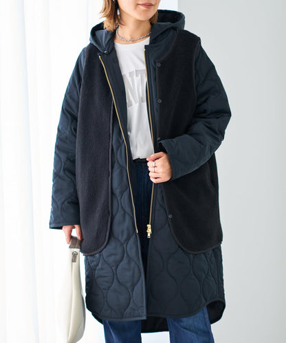 "可拆卸外套" 馬甲+中長款拼接棉服"