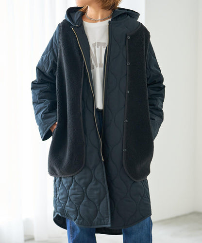 "可拆卸外套" 馬甲+中長款拼接棉服"