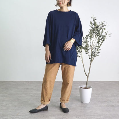 七分袖拉格蘭針織上衣/海軍藍色/愛知縣產針織