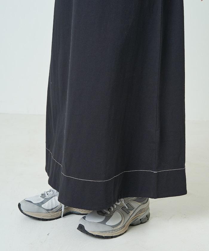 拼接泡泡袖方形連衣裙【限定款】
