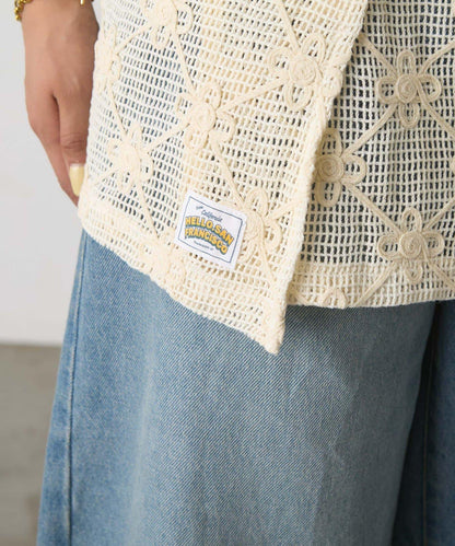 【HELLO.SANFRANCISCO】花朵刺繡蕾絲卷邊裙