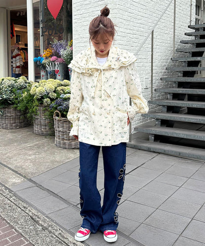 【2024AW】【HELLO.SANFRANCISCO/你好，舊金山】花印多功能荷葉邊腰帶