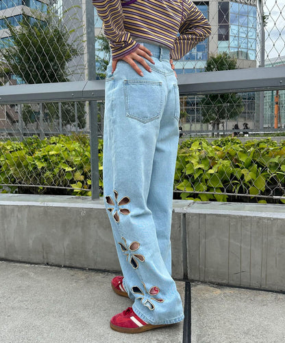 【2024AW】【HELLO.SANFRANCISCO/你好，舊金山】花朵剪裁牛仔褲