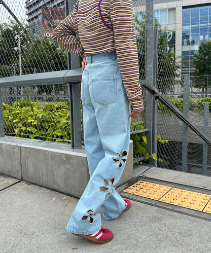 【2024AW】【HELLO.SANFRANCISCO/你好，舊金山】花朵剪裁牛仔褲