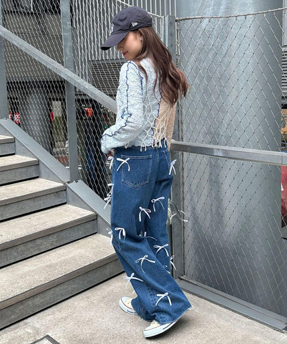 【2024AW】【HELLO.SANFRANCISCO/你好，舊金山】聯名配色蕾絲寬鬆T恤