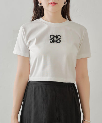 【2024AW】珠片LOGO刺繡小T-shirt