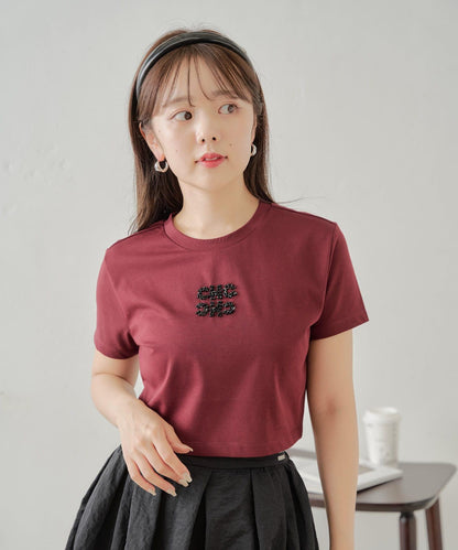 【2024AW】珠片LOGO刺繡小T-shirt