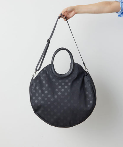 A4尺寸適用/防水/雙肩/點點圖案/復古/復刻 圓形大號手提包