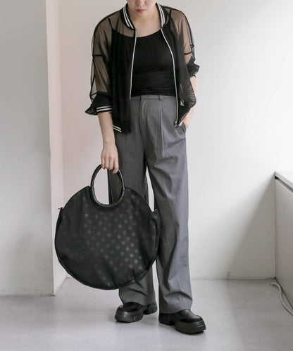 A4尺寸適用/防水/雙肩/點點圖案/復古/復刻 圓形大號手提包