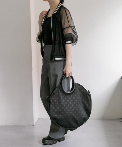 A4尺寸適用/防水/雙肩/點點圖案/復古/復刻 圓形大號手提包