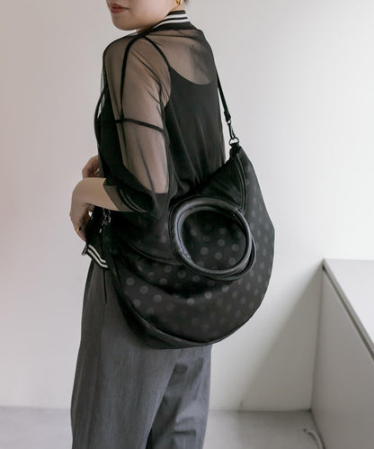 A4尺寸適用/防水/雙肩/點點圖案/復古/復刻 圓形大號手提包