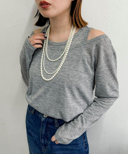 3尺寸珍珠三連長項鍊