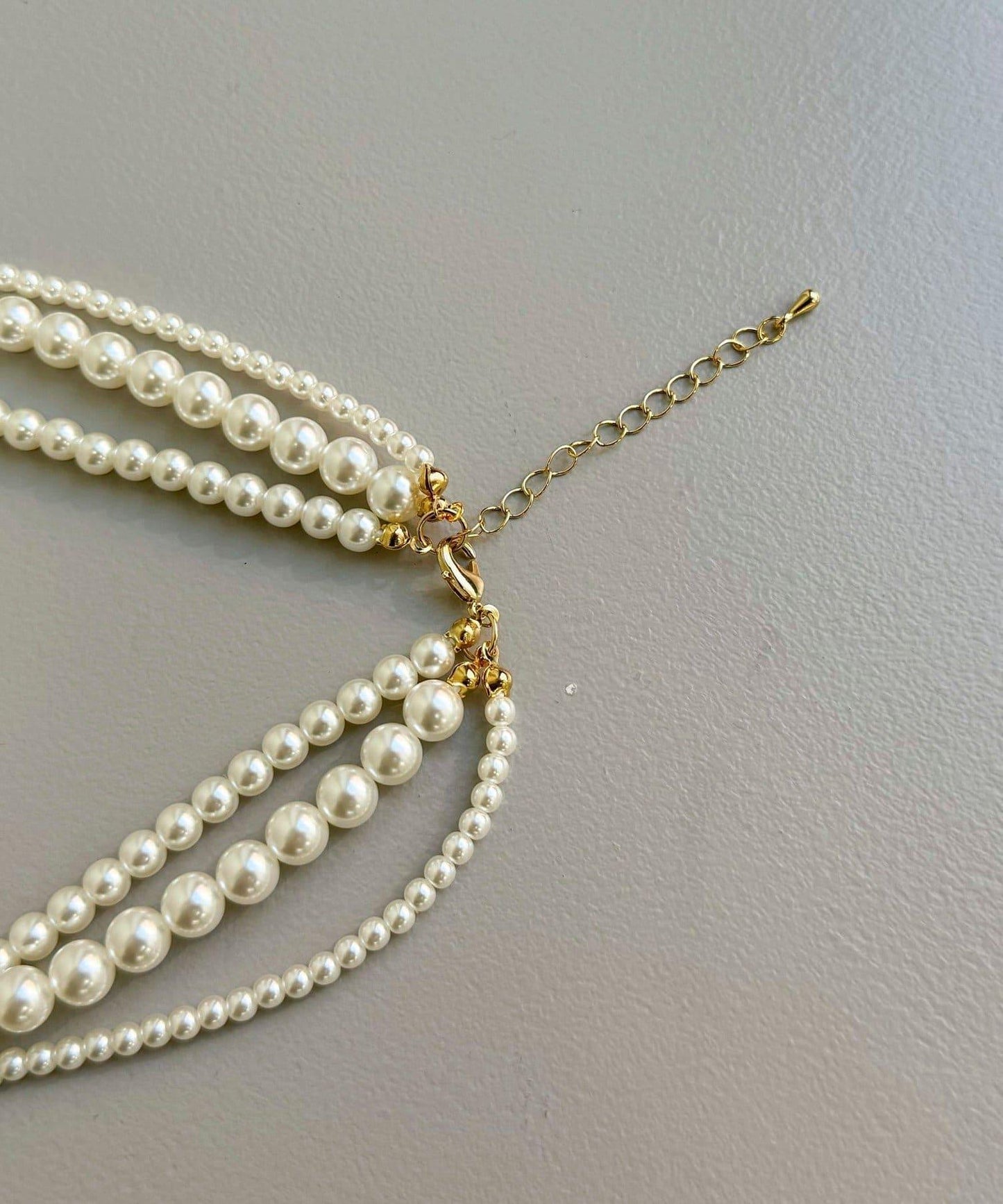 3尺寸珍珠三連長項鍊