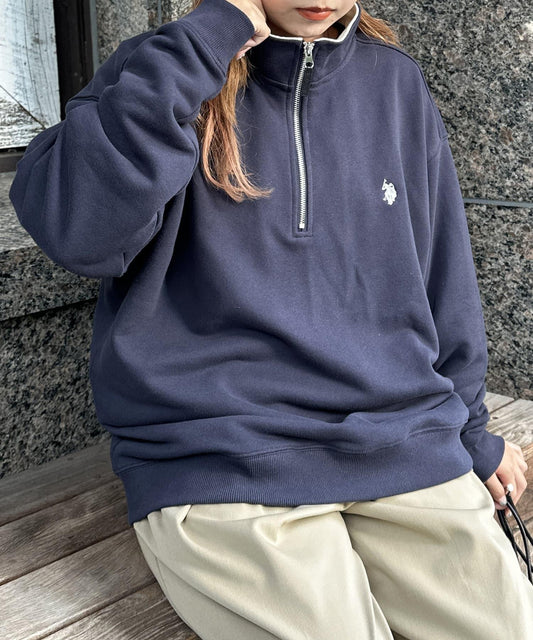 【美國馬球協會】裡毛半拉鍊套頭衫