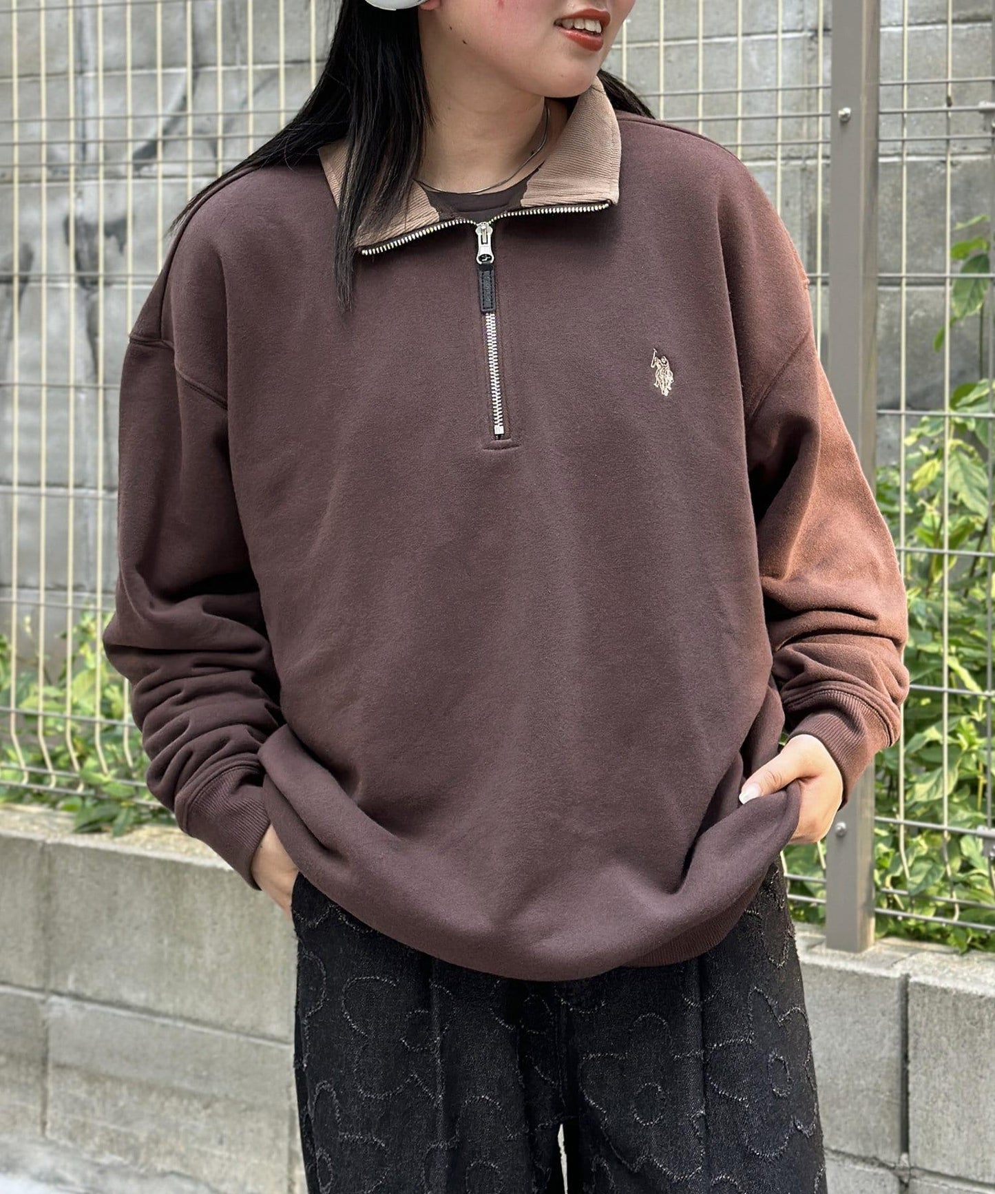 【美國馬球協會】裡毛半拉鍊套頭衫