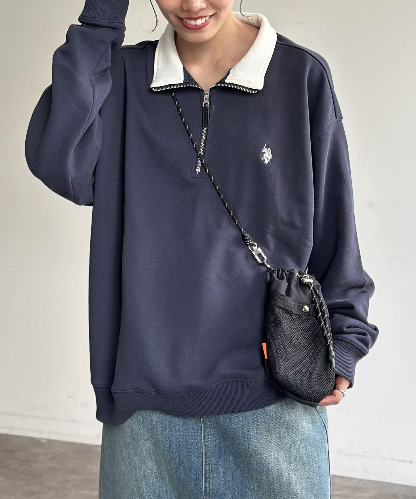 【美國馬球協會】裡毛半拉鍊套頭衫