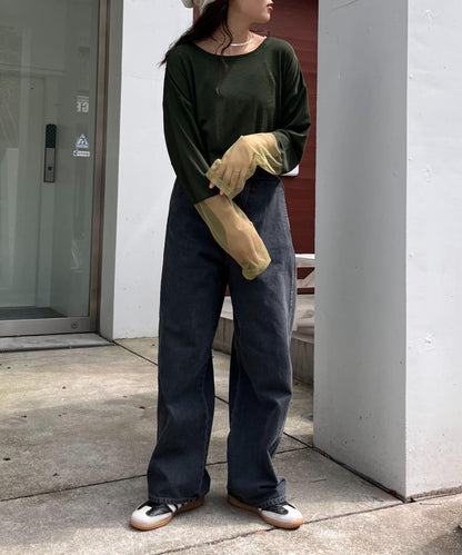 袖子切換透明混搭T恤