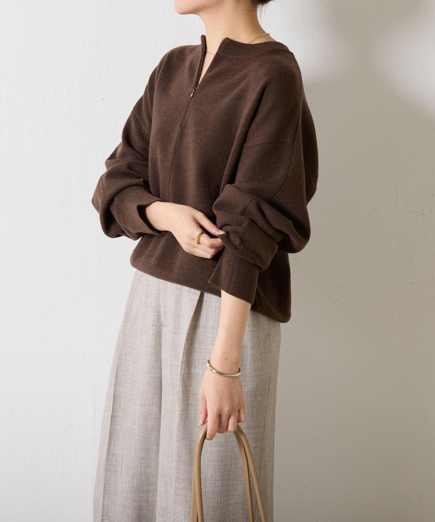 【可手洗】拉鍊衛衣風針織衫