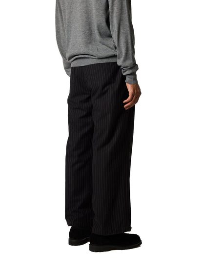 研究過的修身褲/T/R/W混紡條紋緞褲