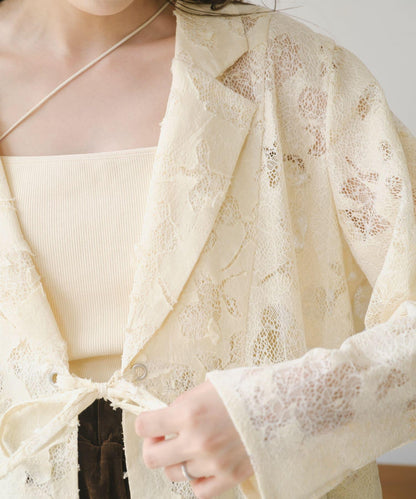 【2024AW】可逆拼接蕾絲夾克