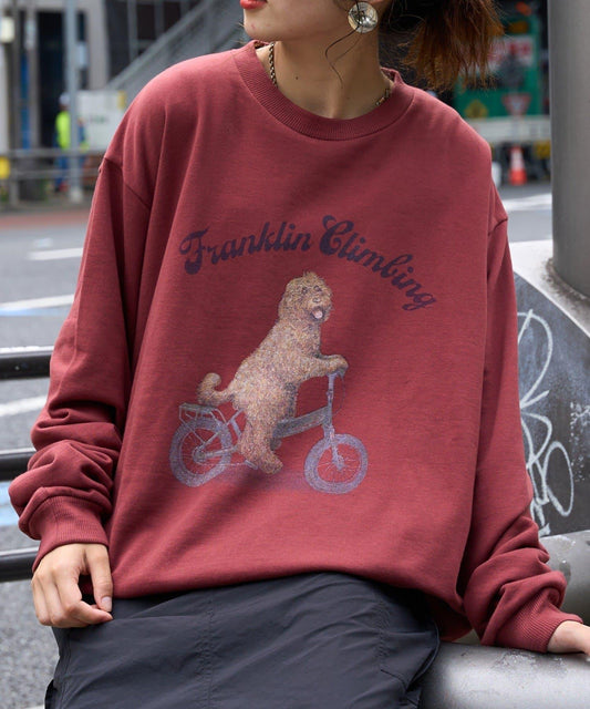 【Franklin Climbing】拉布拉多犬＆電動自行車圖案衛衣