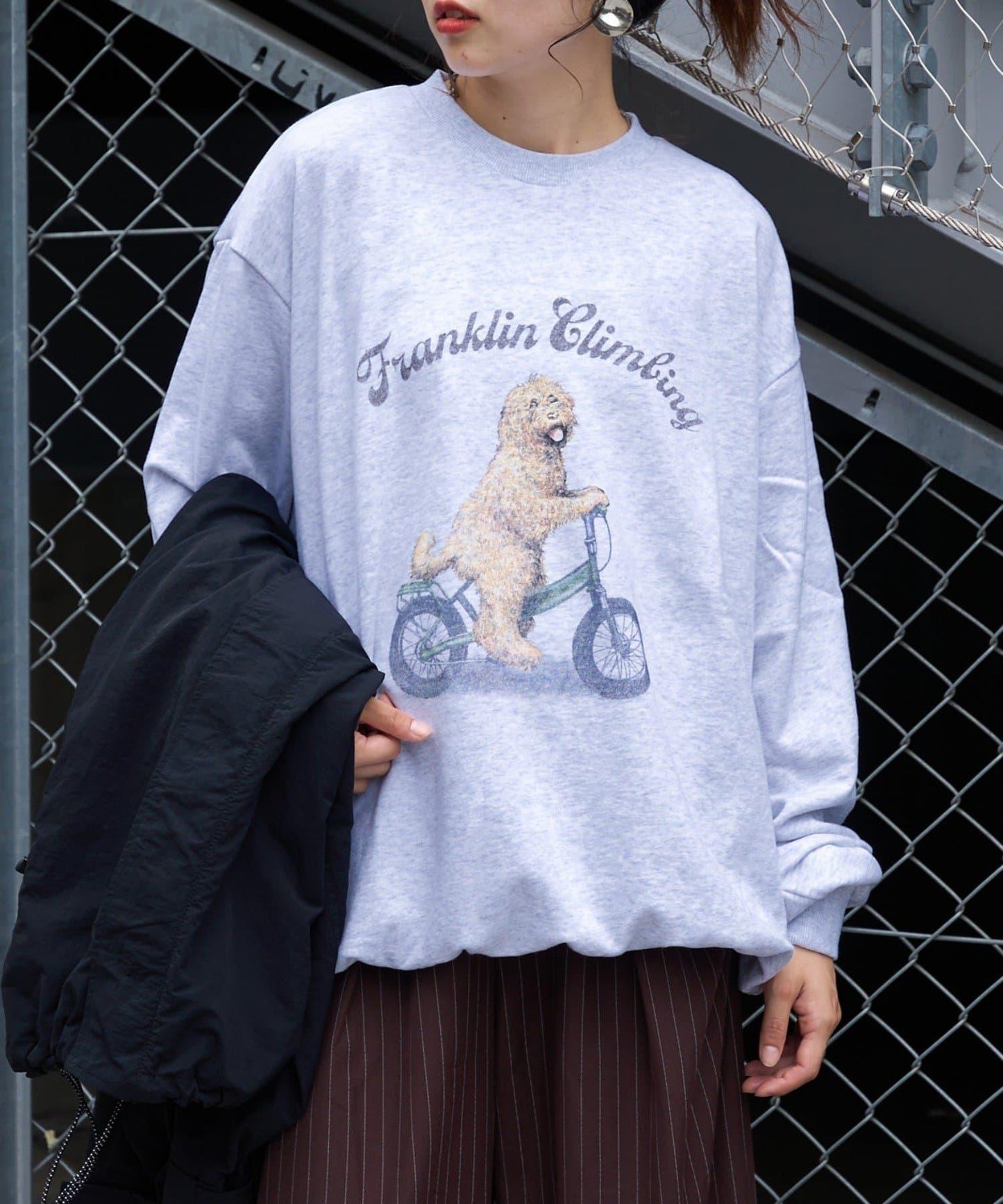 【Franklin Climbing】拉布拉多犬＆電動自行車圖案衛衣