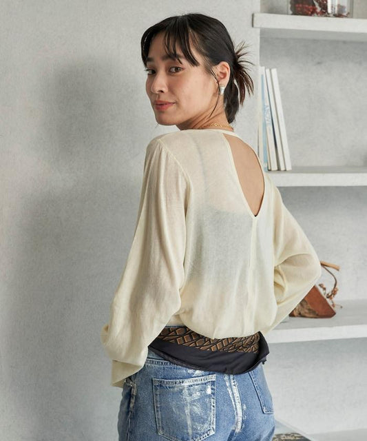 紗天竺 開背長款T-shirt