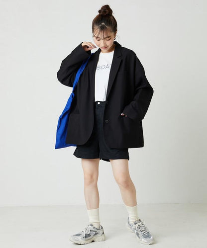 TR彈力超大號單排扣西裝外套修身西裝外套