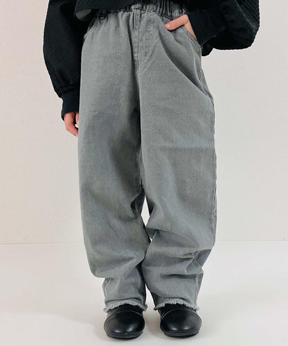 【KIDS】【TYPY DENIM】甘織り裾フリンジカーブデニム 【KIDS】【TYPY DENIM】甜美編織下襬流蘇曲線牛仔褲