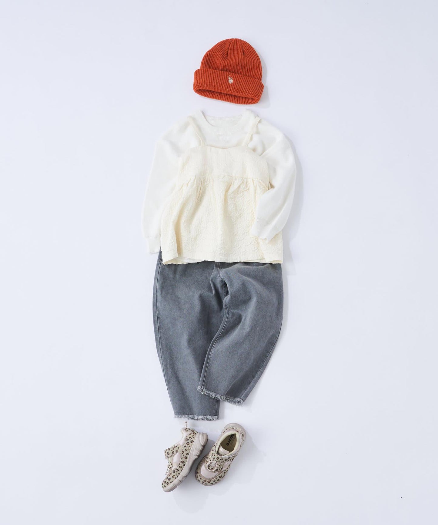 【KIDS】【TYPY DENIM】甘織り裾フリンジカーブデニム 【KIDS】【TYPY DENIM】甜美編織下襬流蘇曲線牛仔褲