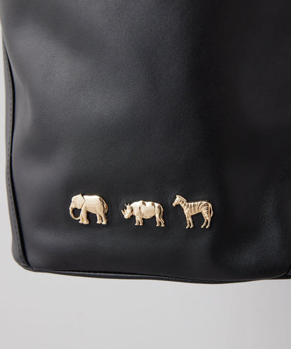 《顏色/真皮/動物圖案/大象/犀牛/斑馬》動物圖案桶包