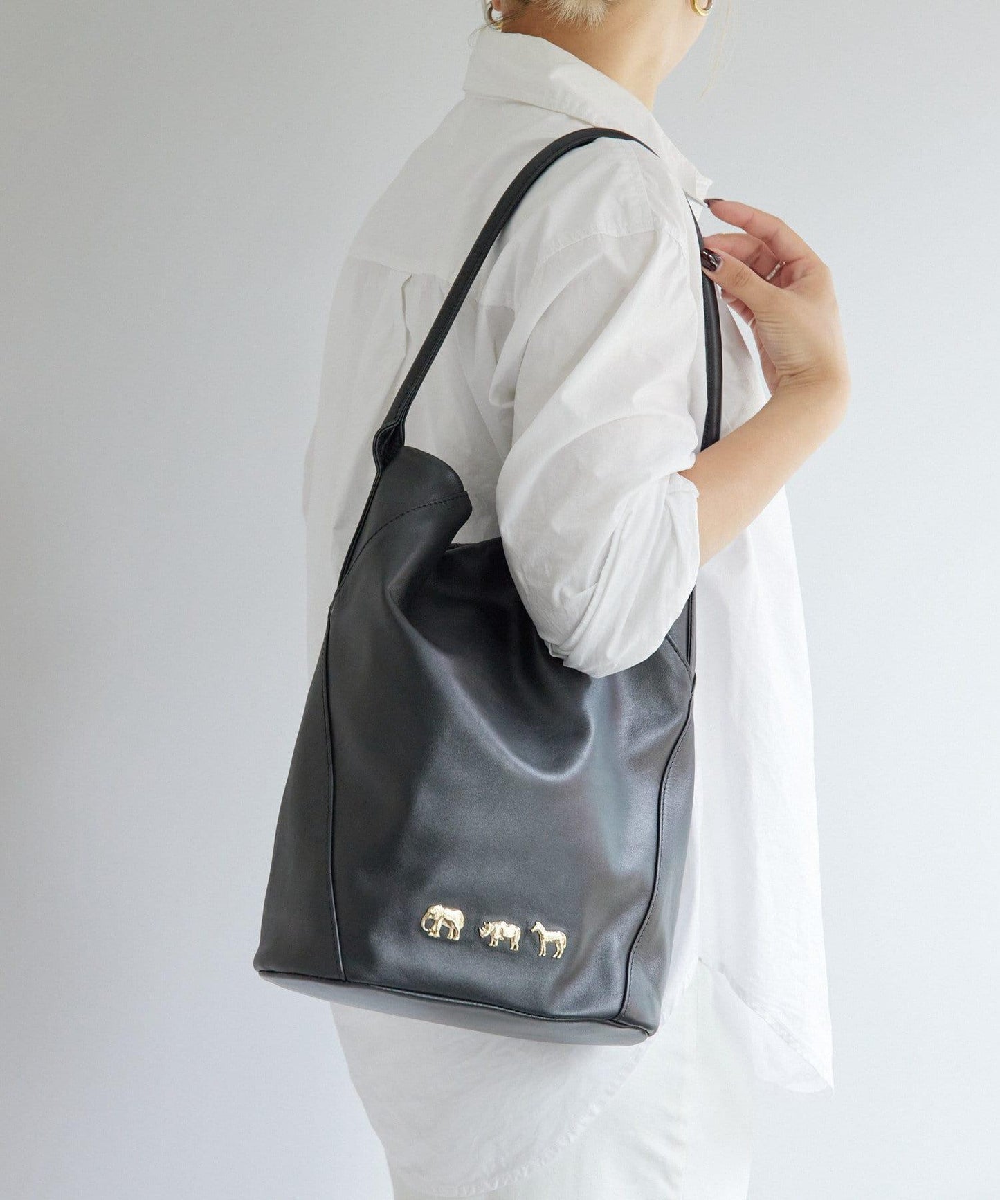 《顏色/真皮/動物圖案/大象/犀牛/斑馬》動物圖案桶包