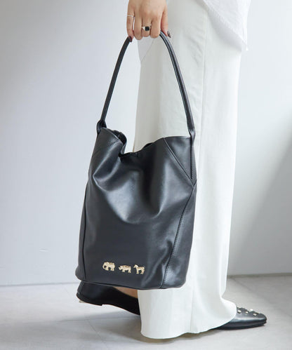 《顏色/真皮/動物圖案/大象/犀牛/斑馬》動物圖案桶包