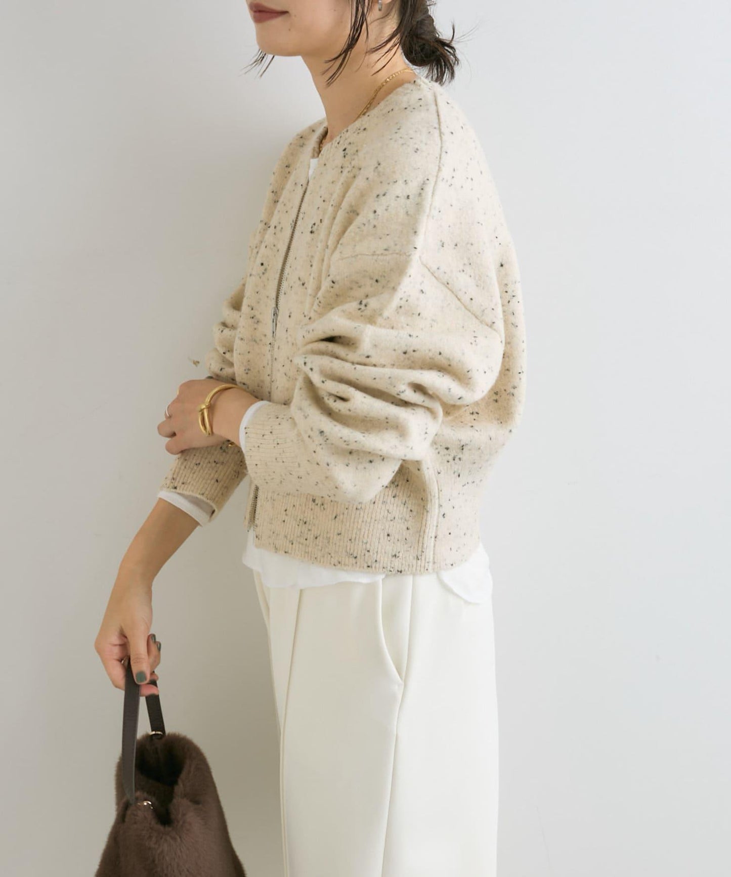 【可當開衫穿的】短款拉鍊針織衫