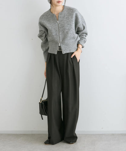 【可當開衫穿的】短款拉鍊針織衫