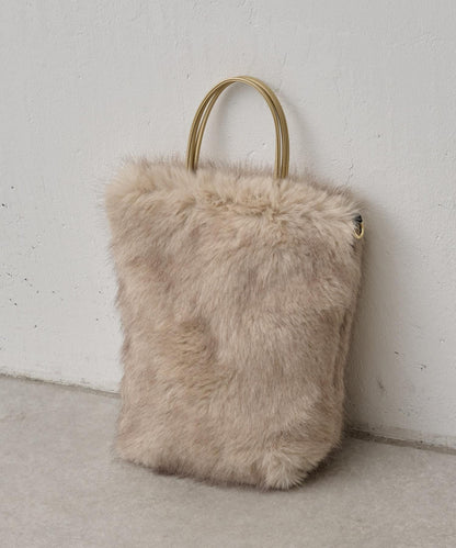 人造毛雙肩手提袋
