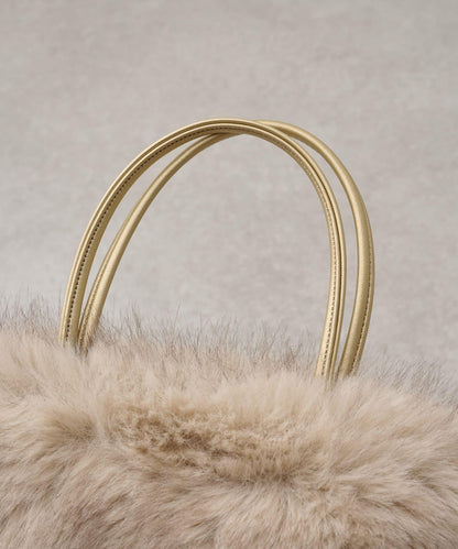 人造毛雙肩手提袋