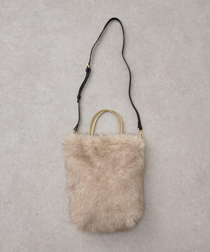 人造毛雙肩手提袋