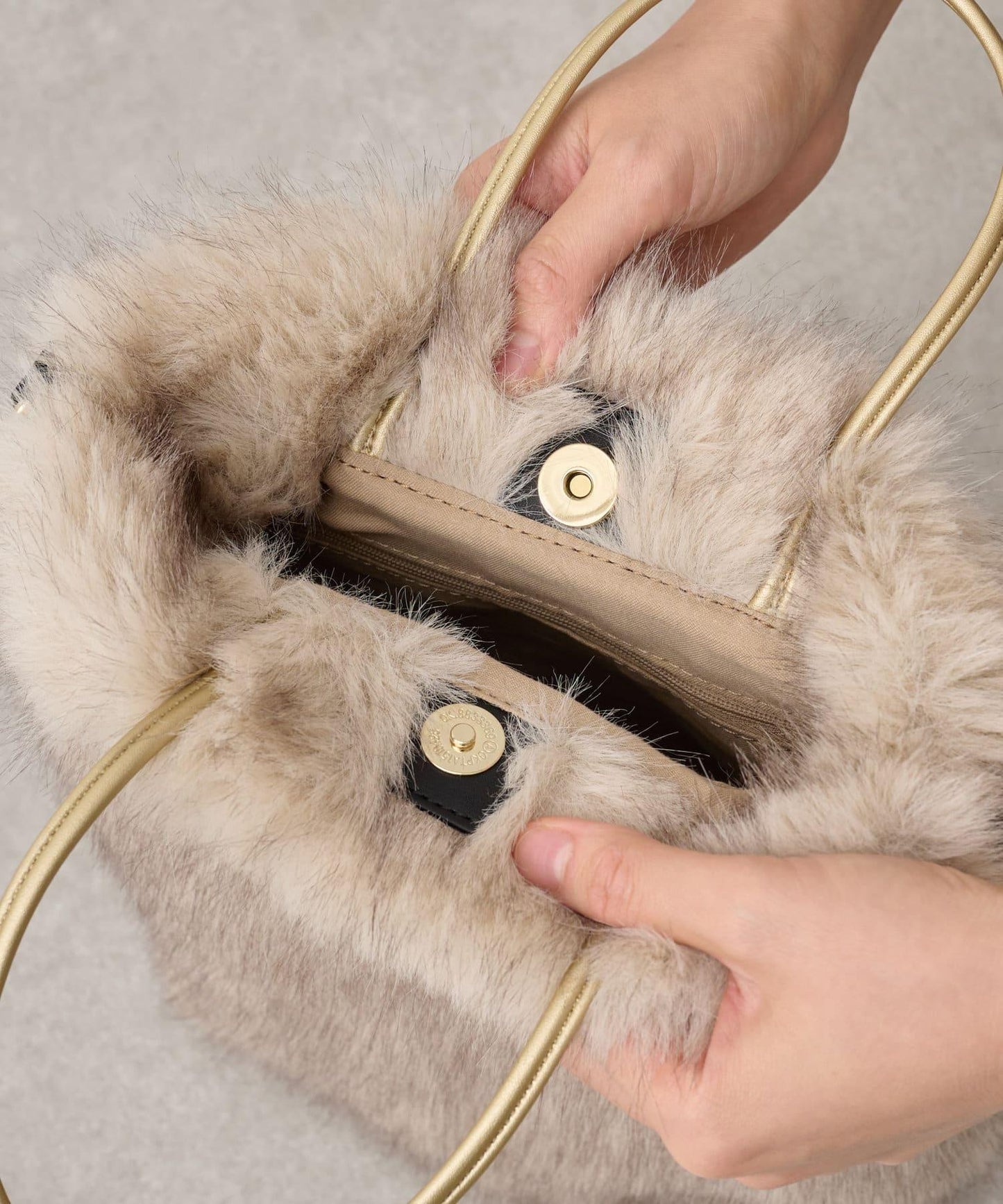 人造毛雙肩手提袋