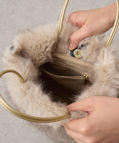 人造毛雙肩手提袋