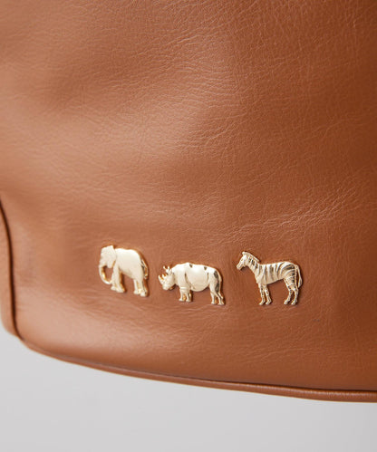 《顏色/真皮/動物圖案/大象/犀牛/斑馬》動物圖案桶包