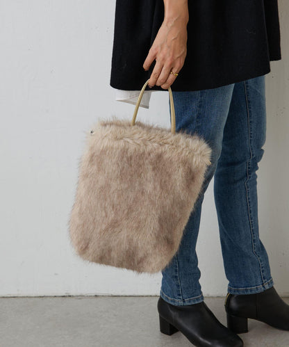人造毛雙肩手提袋