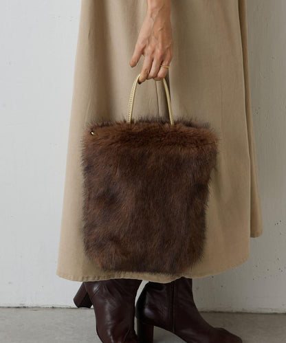 人造毛雙肩手提袋