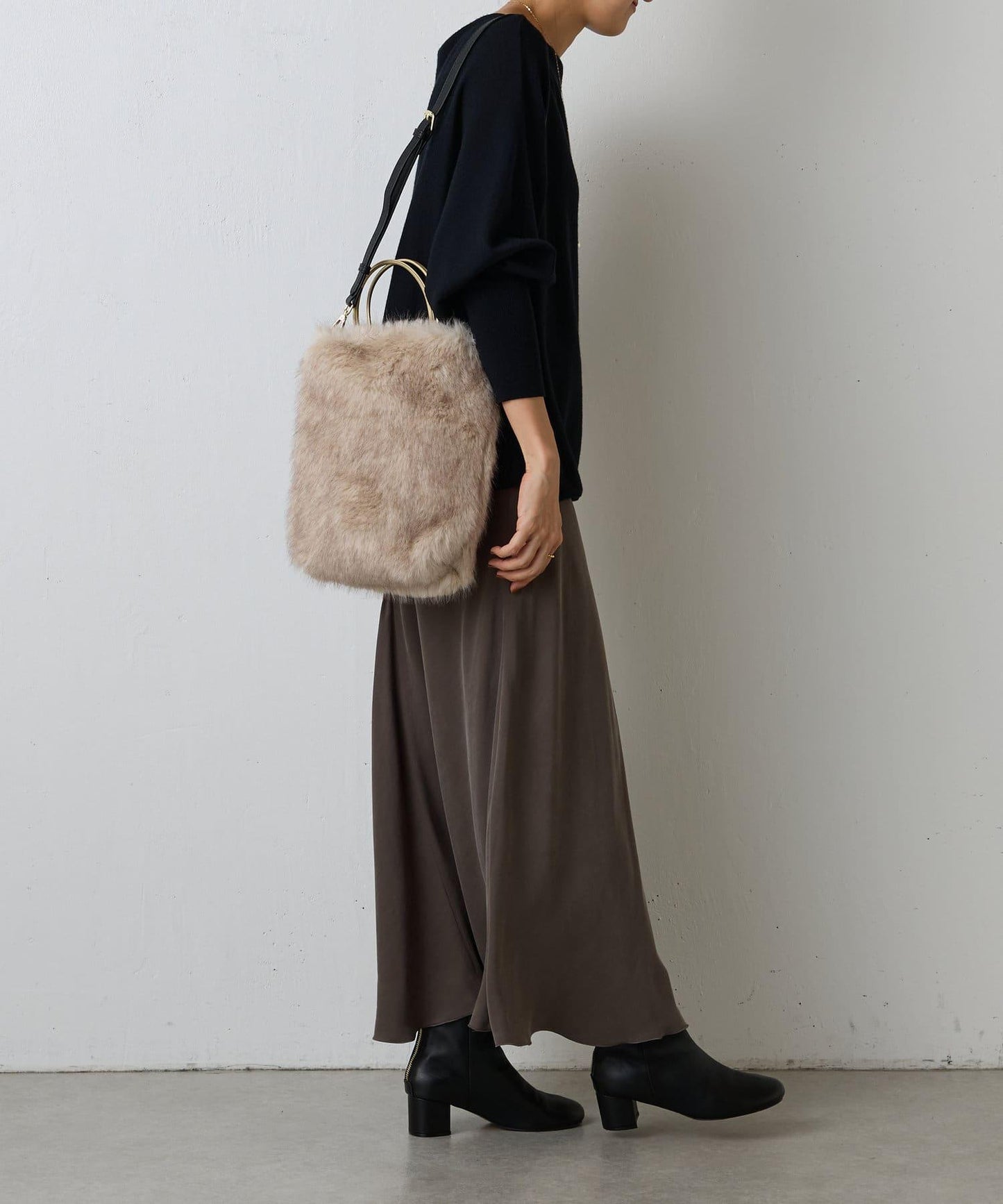 人造毛雙肩手提袋