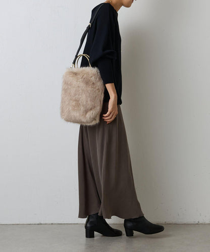 人造毛雙肩手提袋