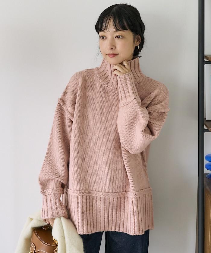 高領寬鬆針織衫